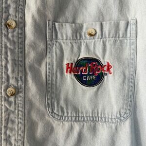Hard Rock‎ Cafe-Atlanta VTG 90s Embroidered Denim L/S Shirt,L Light Wash, L